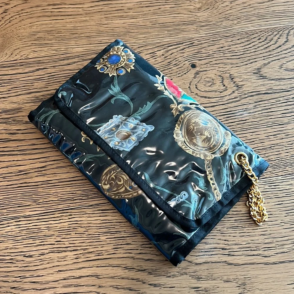 Medallion Chain print folding cosmetic jewelry travel bag